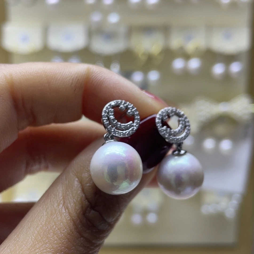 淡水珍珠耳饰银S925镶嵌