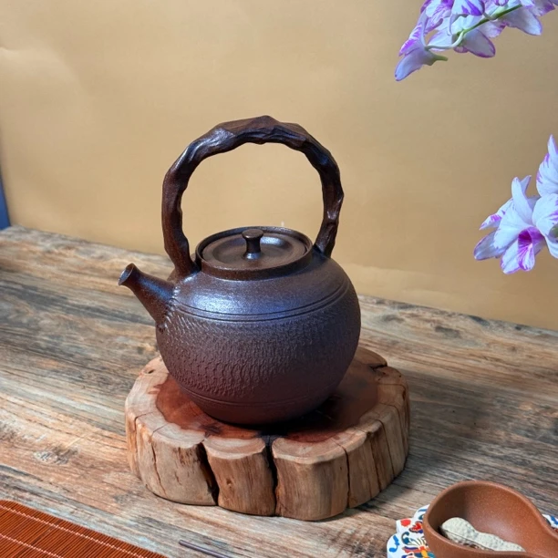 750cc潮汕手拉壶藤梁煮水壶深层田泥养生壶原矿手拉壶
