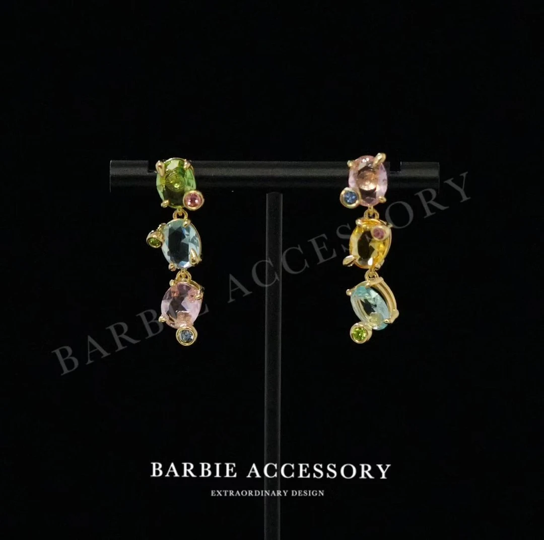 铜合金合成锆石耳饰 【彩糖图】设计款高级感绝美耳环