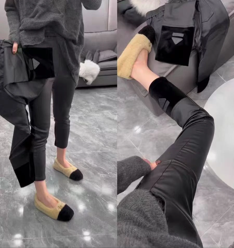 大码女装-6010直筒裤拼接口袋高腰休闲裤休闲弹力直筒裤时尚百搭