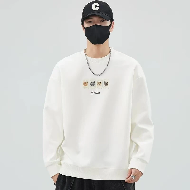 2025秋季新品！高级感休闲数码雕刻硅胶标圆领套头卫衣 3133#