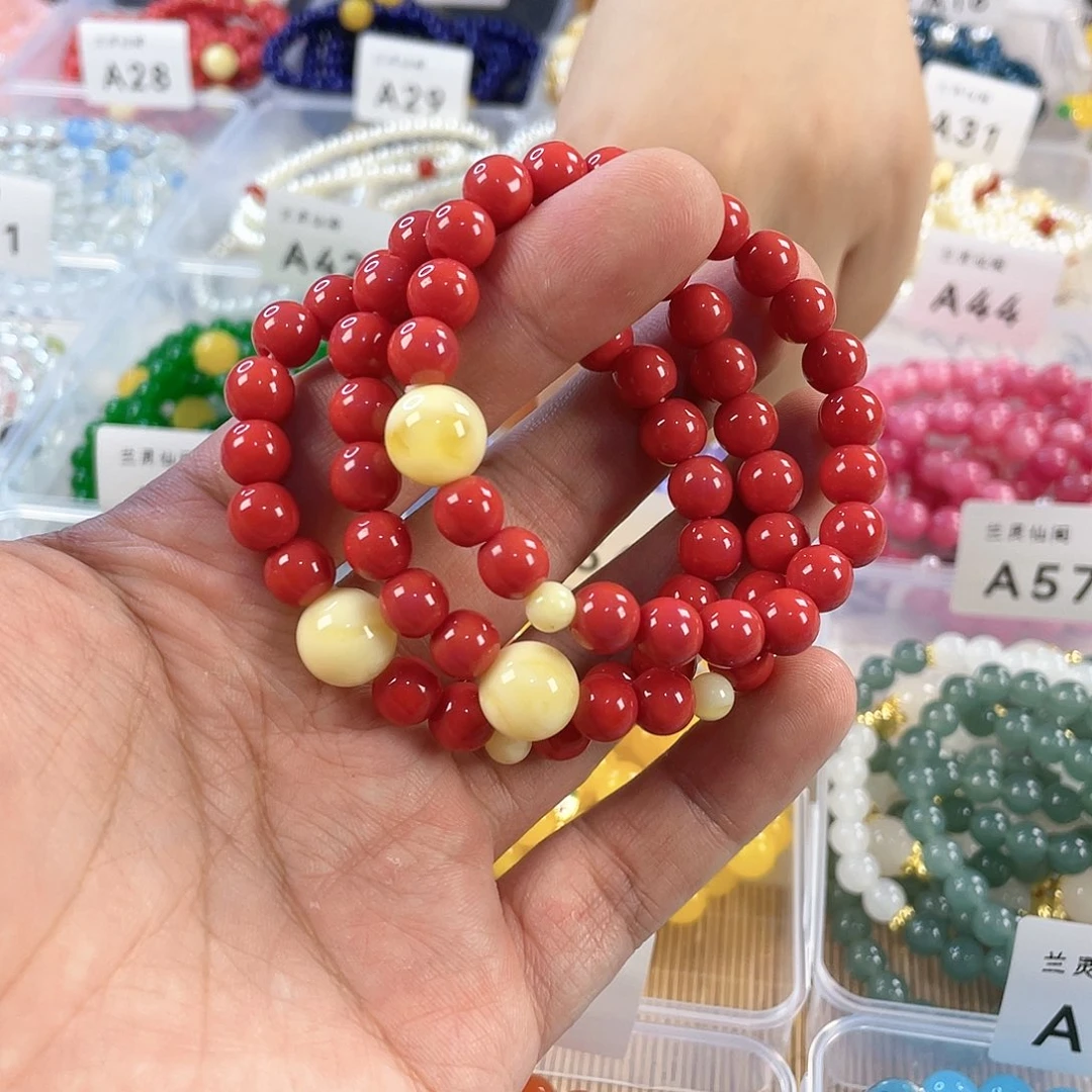 檀香木手串银S925镀金镶嵌