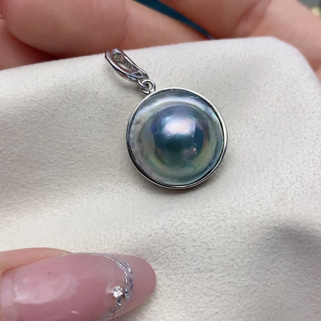 【闪购商品】拼合珍珠（马贝珠）颈饰银S925镶嵌37