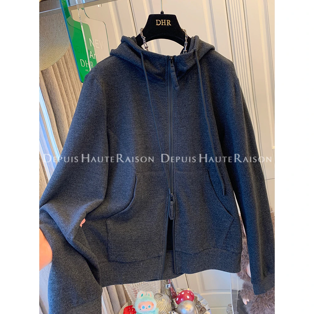 胖妹妹240斤大码双拉链绒连帽衫卫衣女秋冬新款宽松外套内搭上衣