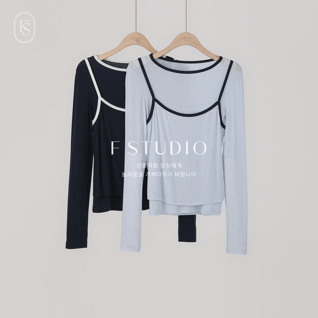 【新品】-【韩女出街】FS501S146假两件打底衫