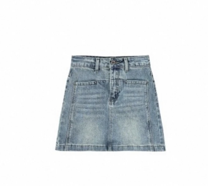 夏季高腰显瘦遮胯遮肚子藏肉A字牛仔半身裙6081