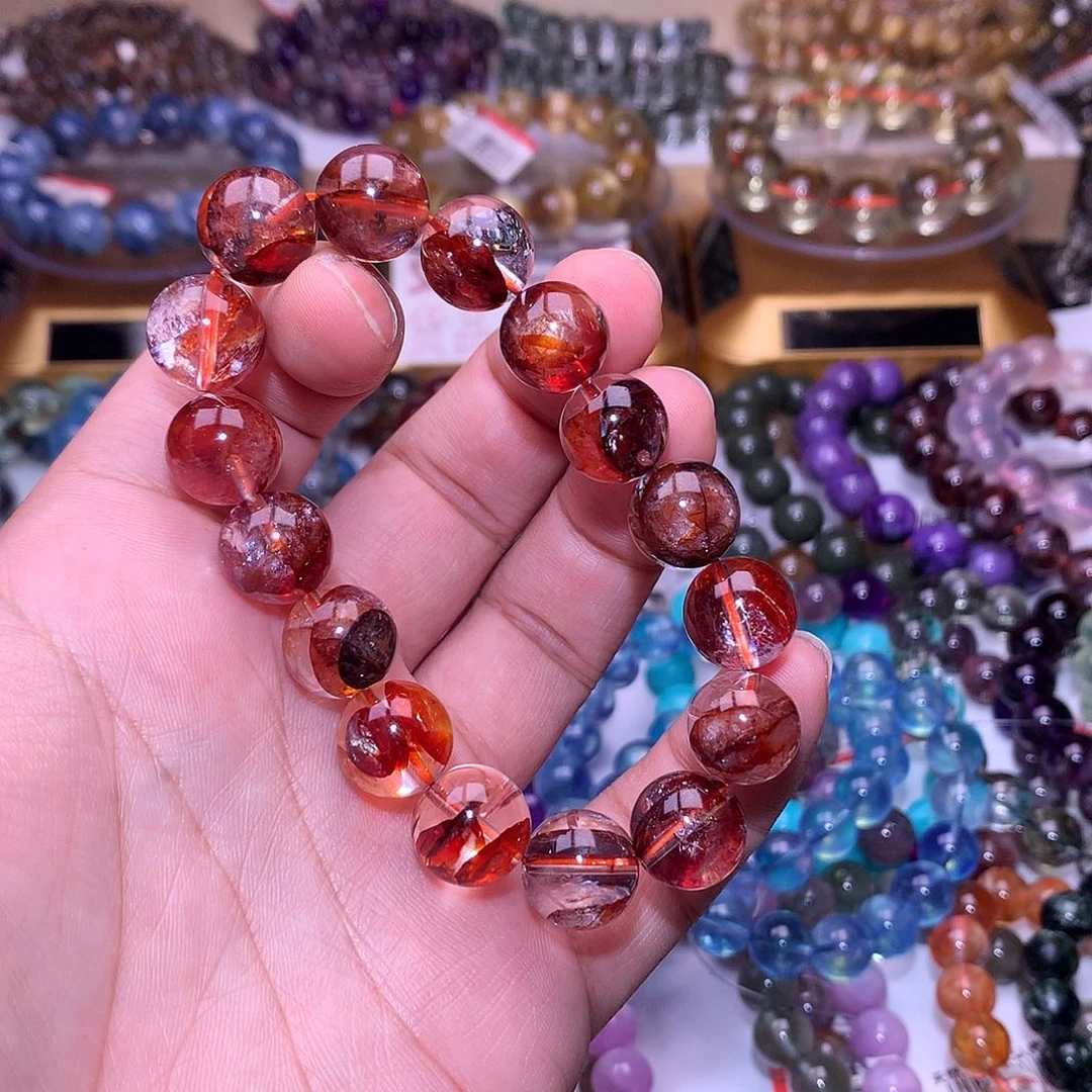 水晶手链未镶嵌12.8mm毕业红胶花