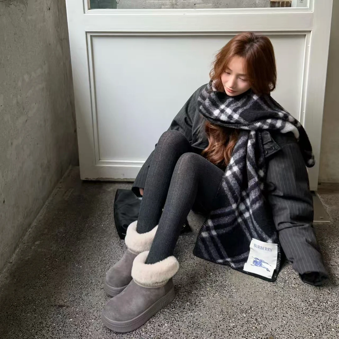 小发喵「暖冬毛绒翻边厚底雪地靴｜慵懒奢感踏出摩登气场」999