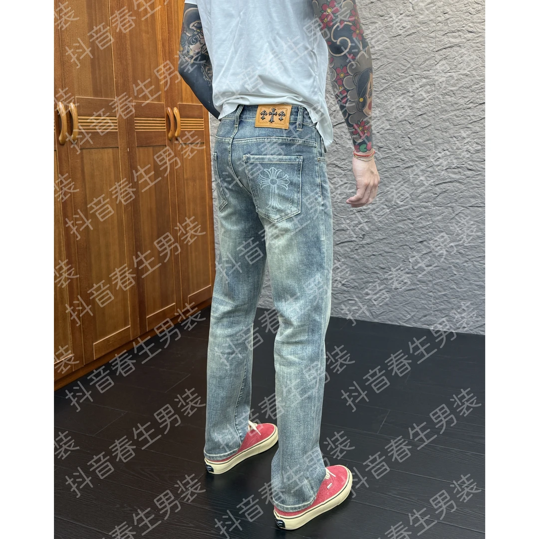 2025秋冬新款时尚休闲百搭净版直筒男士修身黑色牛仔裤5672