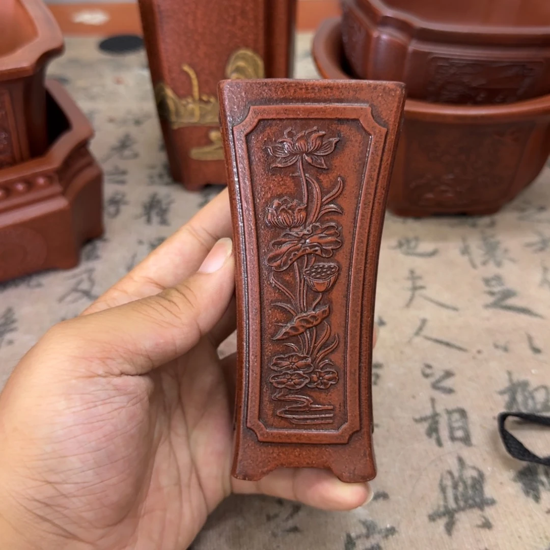 紫砂花盆4.5x11.8内经紫砂花盆