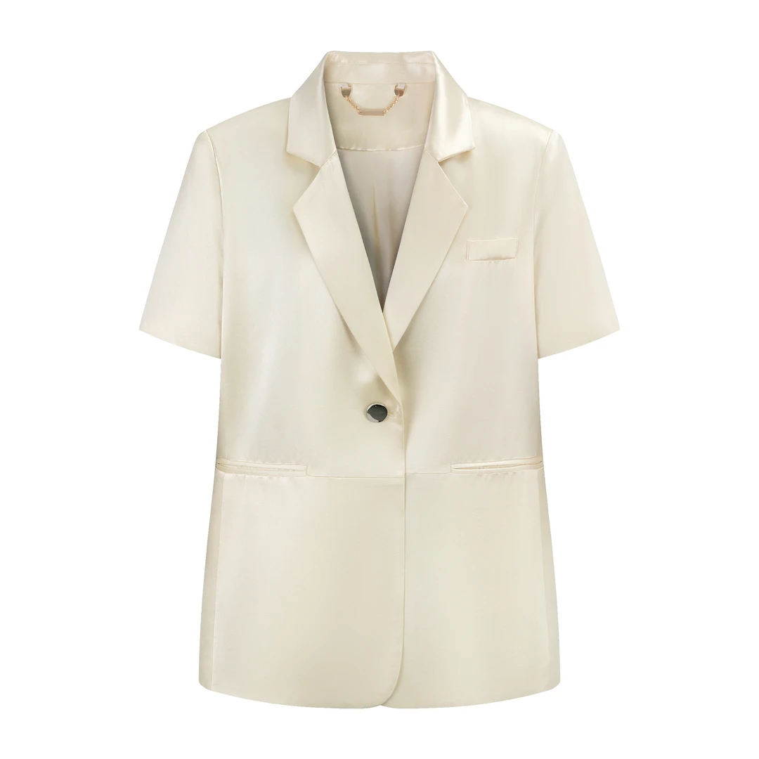 JYX高定25SS定制醋酸缎面短袖夏季休闲西装外套-23