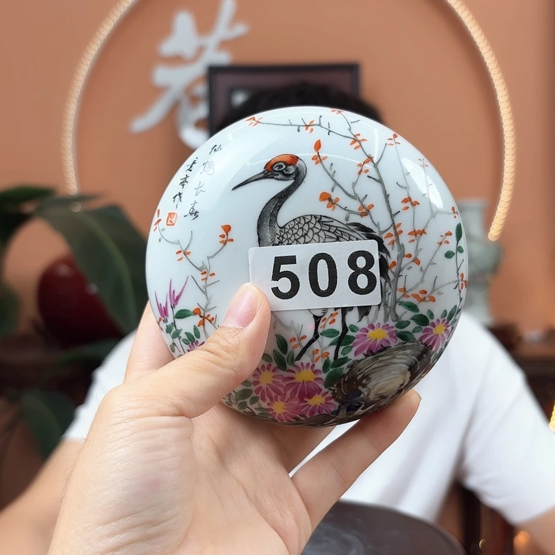 景德镇陶瓷手工手绘印泥盒