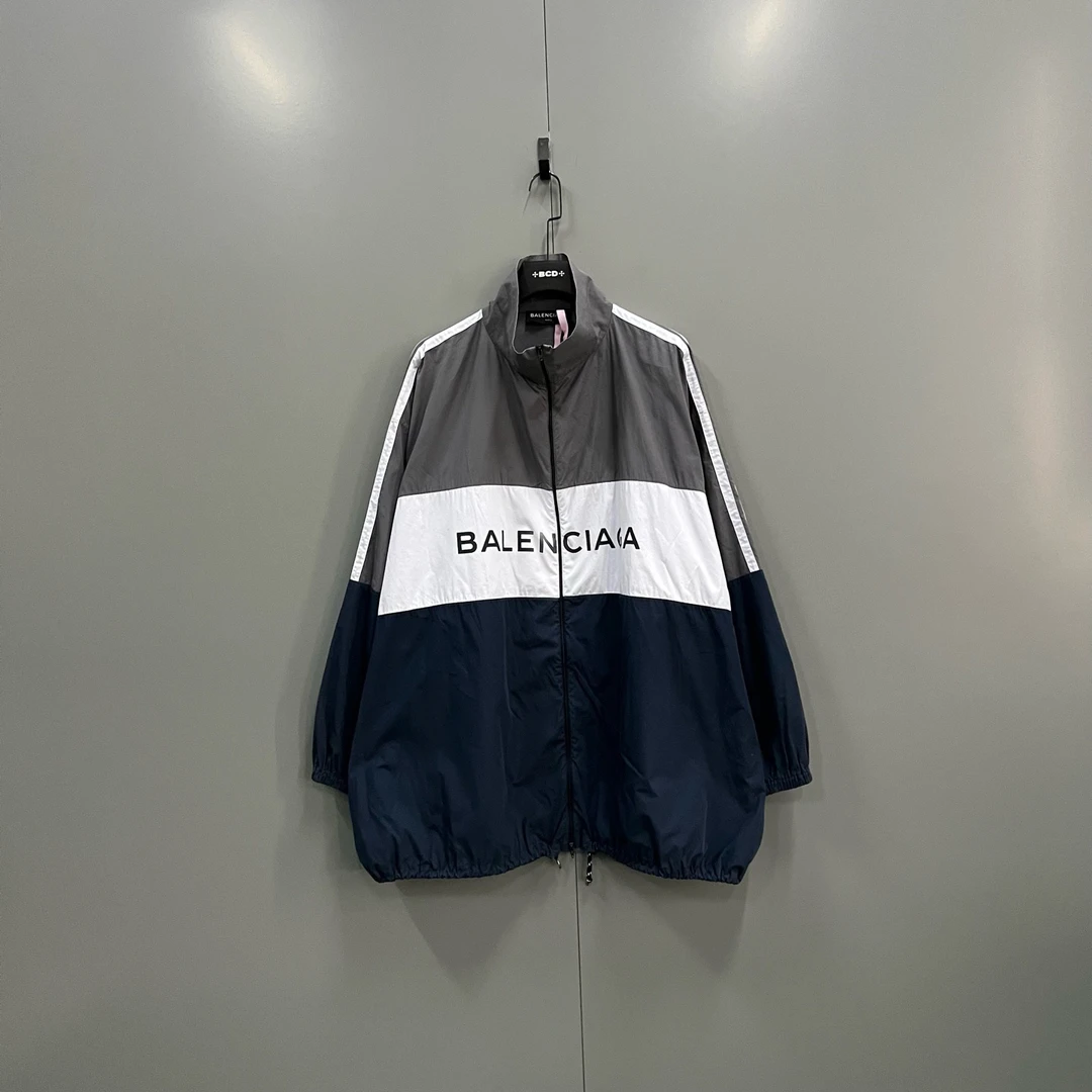 99新 Balenciaga/巴黎世家 (ll) 拼色印花校服外套 43码/700486