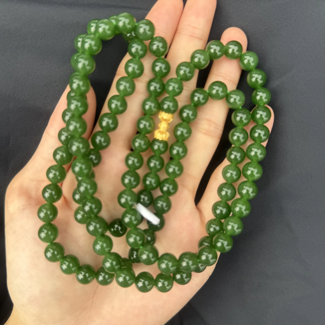 精品和田玉碧玉卡8项链