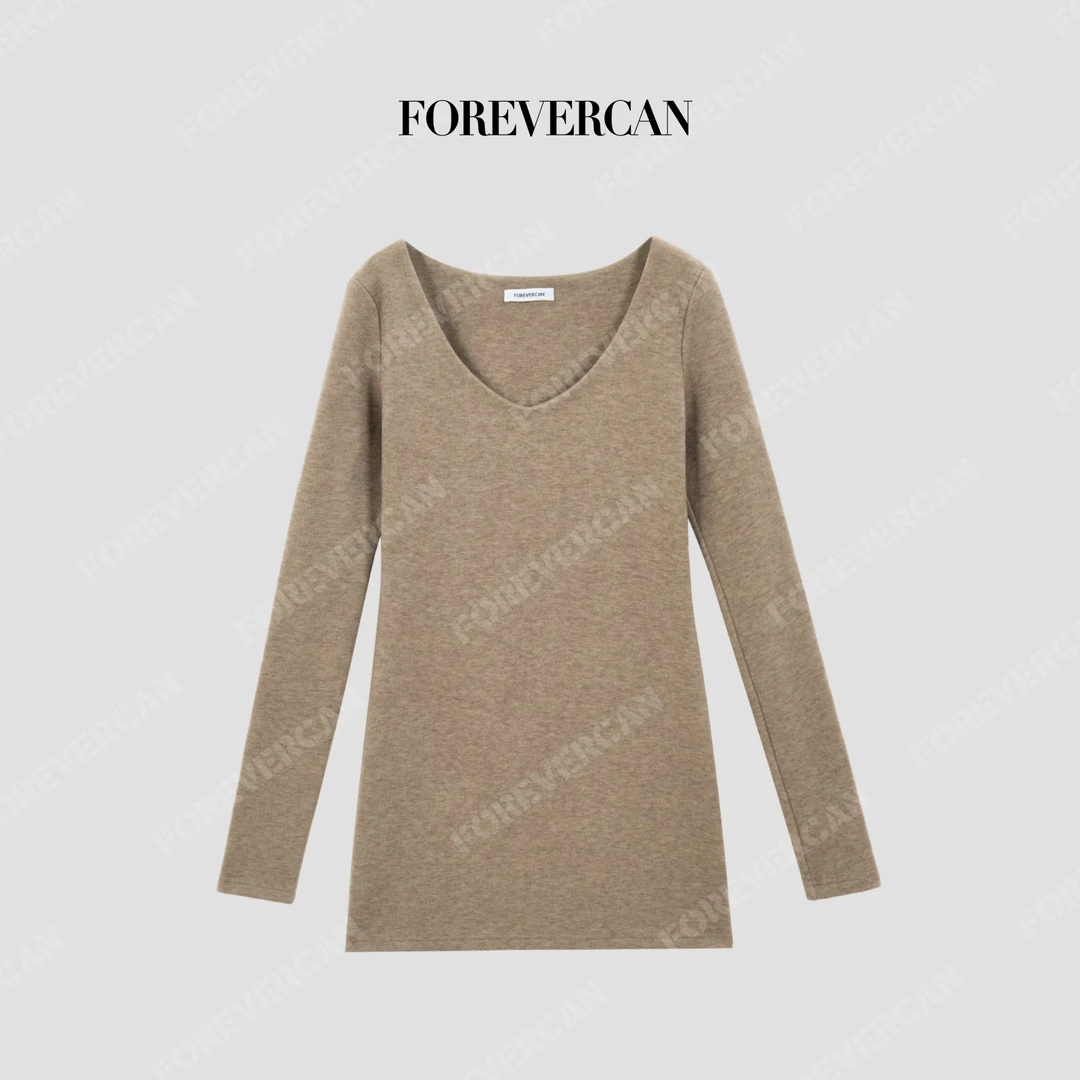 FOREVERCAN“腰精攻略”简约桃心领显瘦打底厚织连衣裙 WD22435C