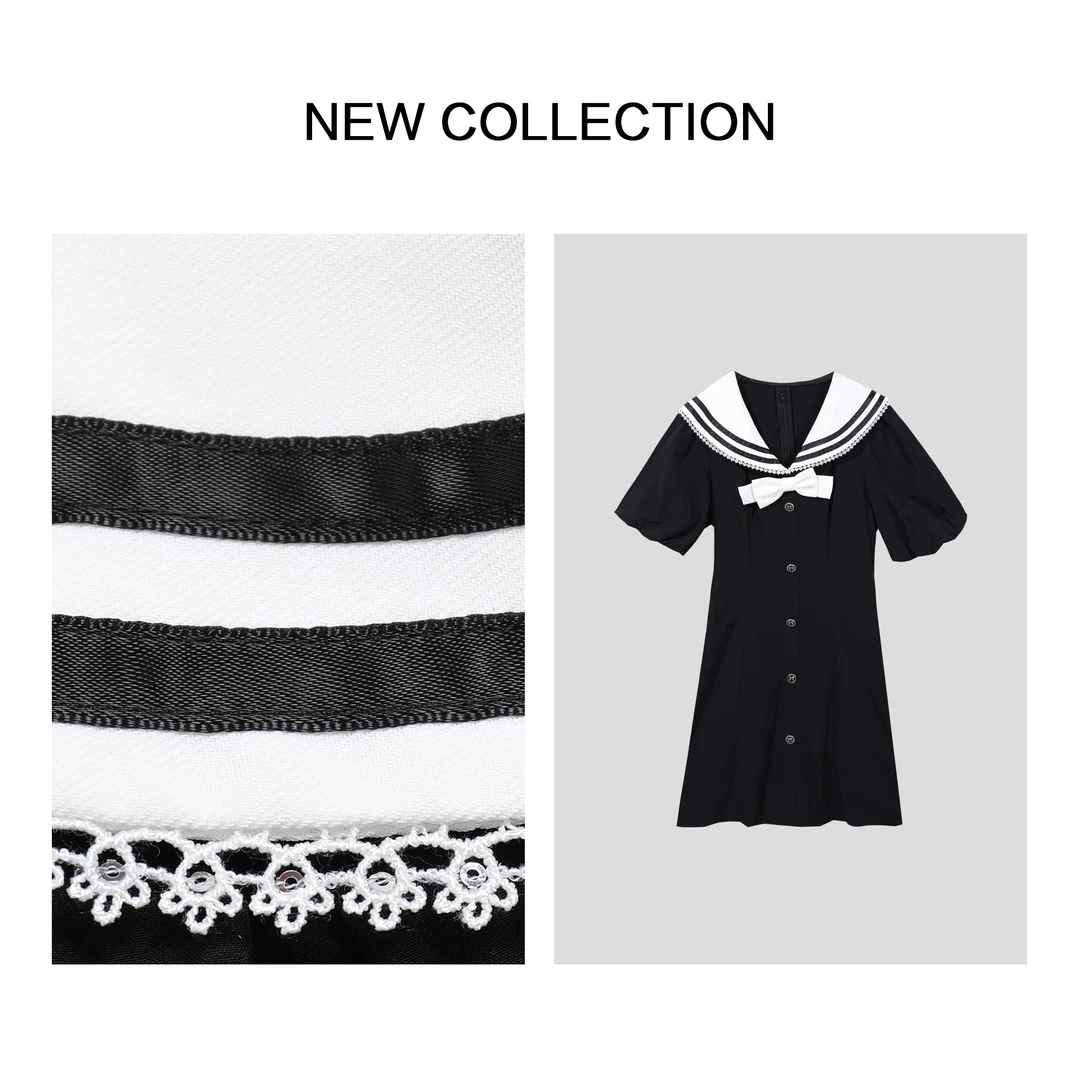 【龙哥专属】L1F27082 可爱学院风水手领连衣裙 4281