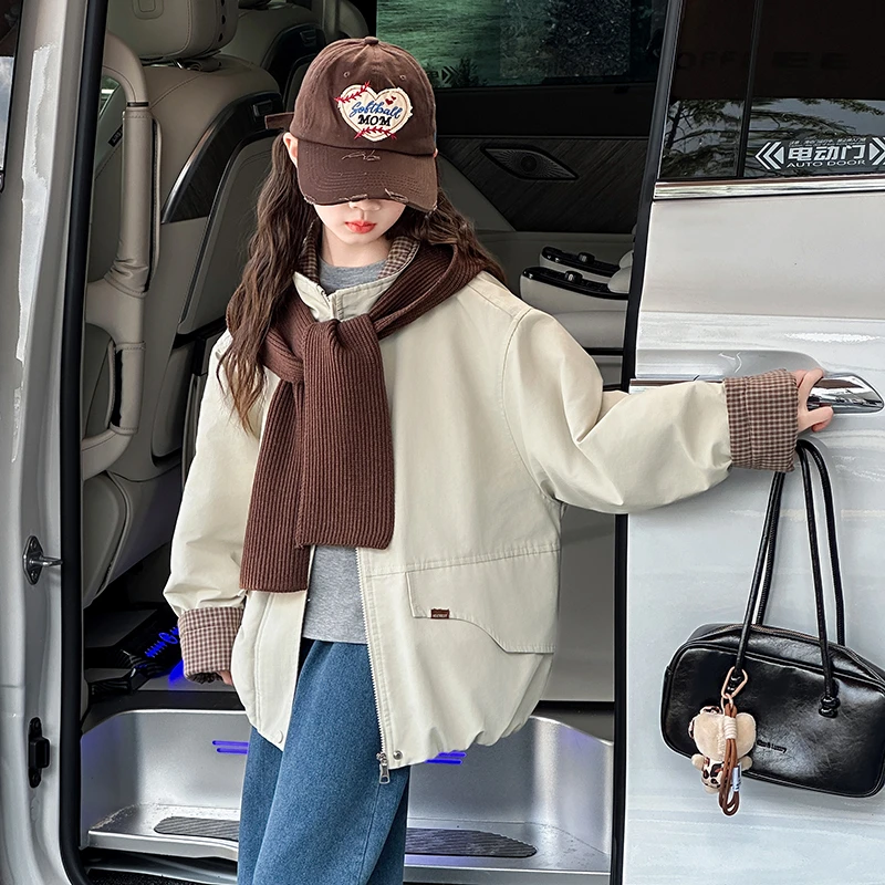 冬季加棉连帽外套柔软亲肤休闲舒适6-女童套装秋冬款女童新款冬装