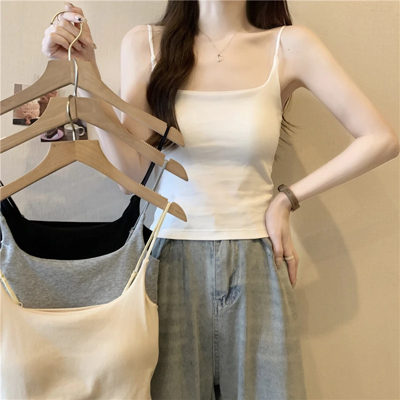 宽松型设计感小众纯色美背背心小吊带内搭胸垫裹胸短款外穿辣妹纯