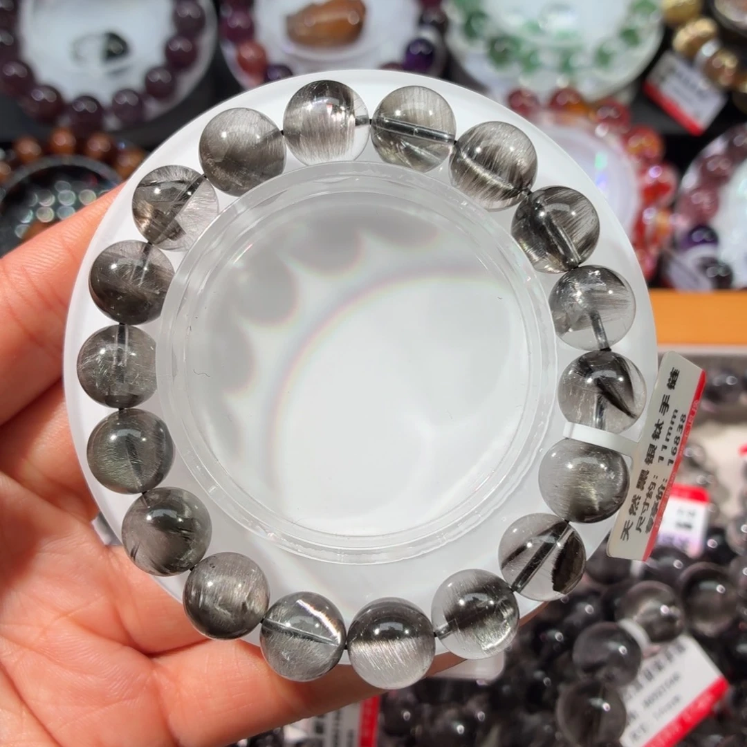 未镶嵌手链水晶黑银钛11