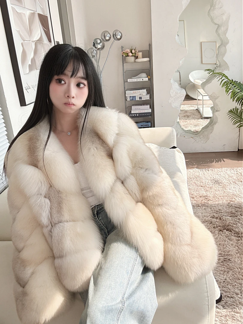 【SHU】佩里月光 整皮整版芬兰进口狐狸毛中长款大衣皮草外套狐狸王