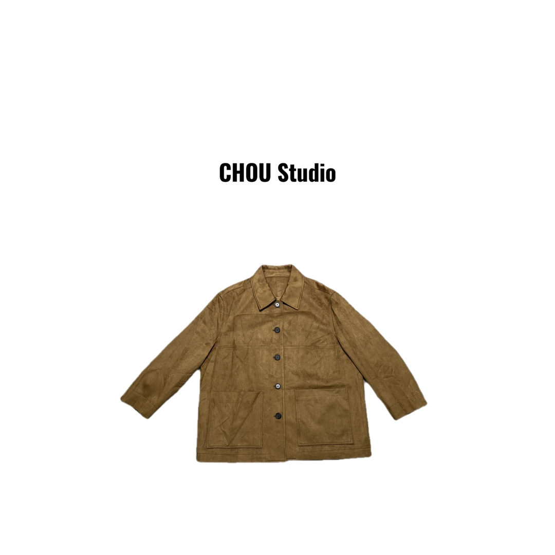 【CHOU CHOU】极简老钱绒面皮衣 NA503302886
