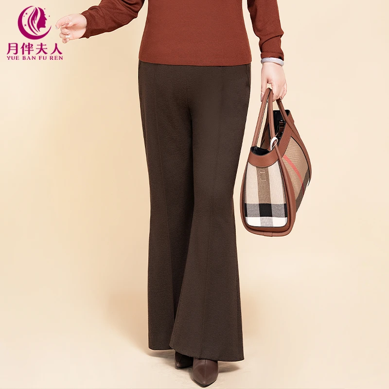 月伴夫人 2025秋冬季新款大码法式时尚加绒显瘦喇叭休闲裤8202