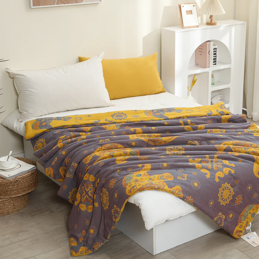 （小象被子）1.2M*1.5M高端双层纱纯棉柔软亲肤可机洗大豆被