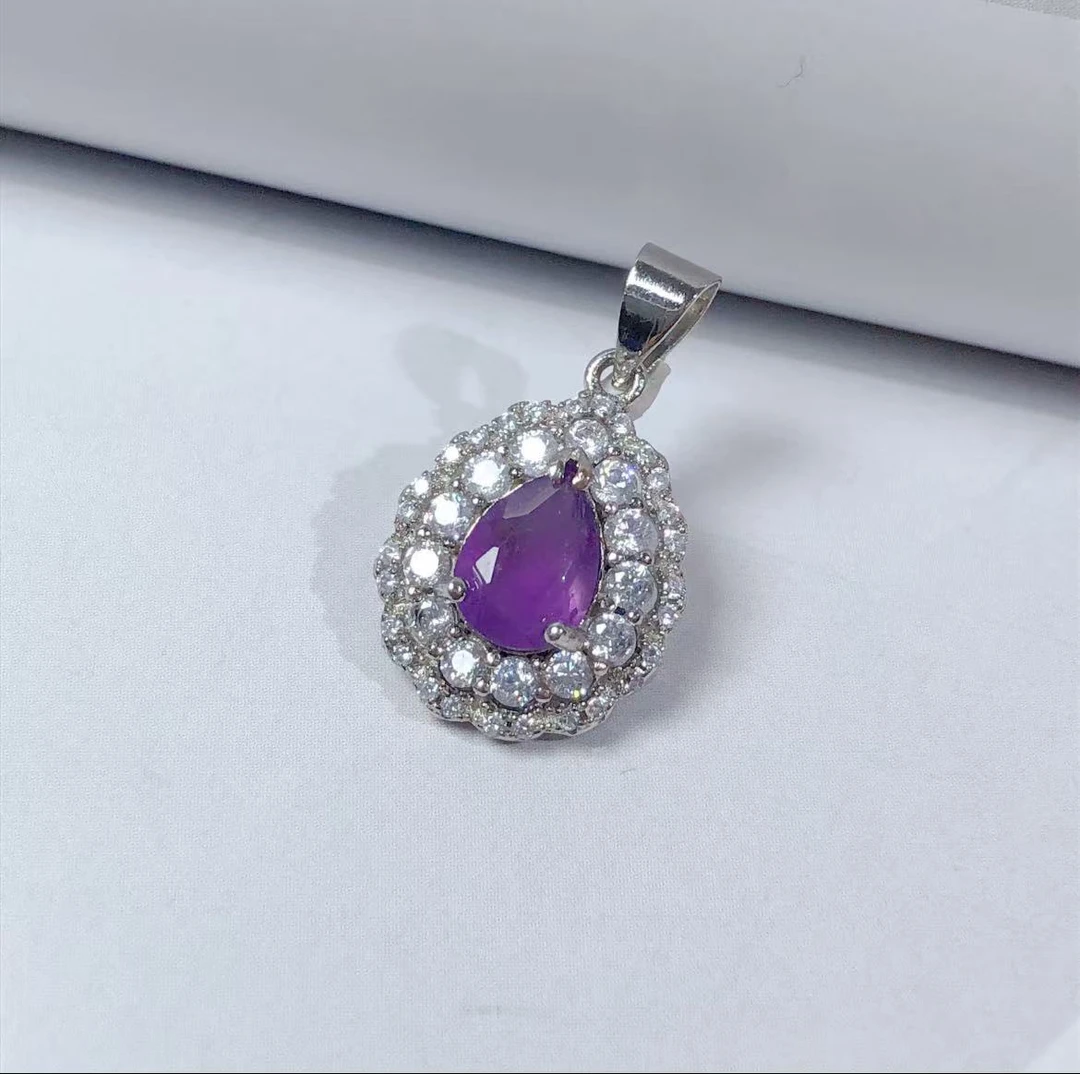 天然紫晶吊坠