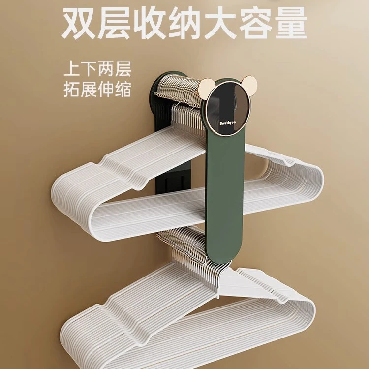 家用轻奢衣架收纳神器阳台免打孔整理放衣架墙上挂钩壁挂式置物架