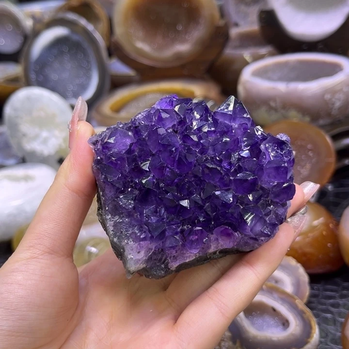 水晶未镶嵌珠宝半成品紫晶花