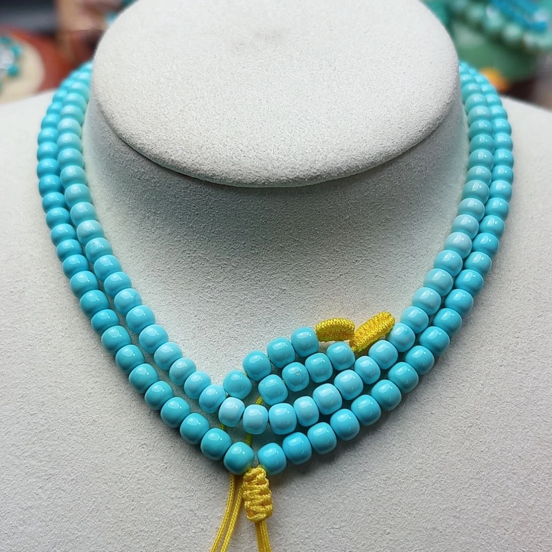 绿松石未镶嵌高瓷蓝老型108 直径5