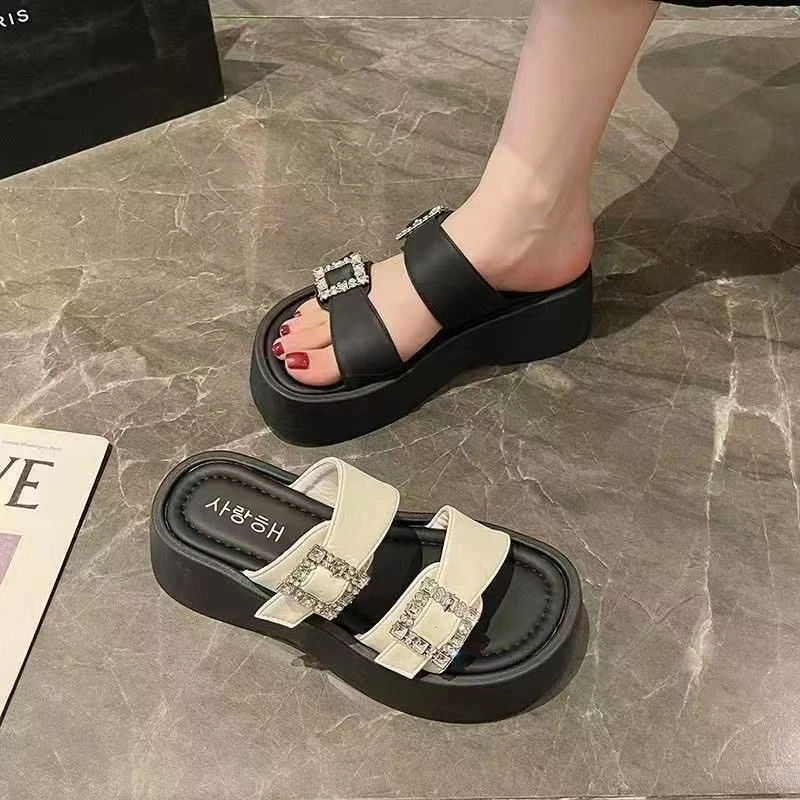 5cm凉拖鞋女夏季外穿时尚高级感2025新款法式厚底增高女士拖鞋