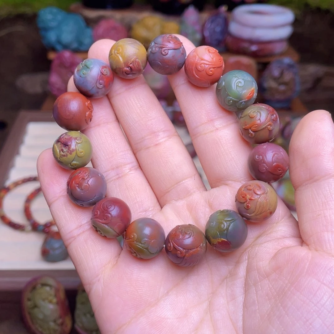 玛瑙/玉髓未镶嵌珠宝半成品乔****?盐源玛瑙包浆手串
