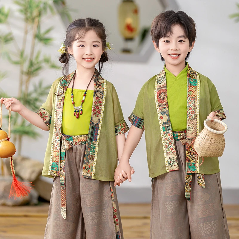 六一儿童古风表演服国风汉服唐装古装南疆风民族风幼儿园国学唐装