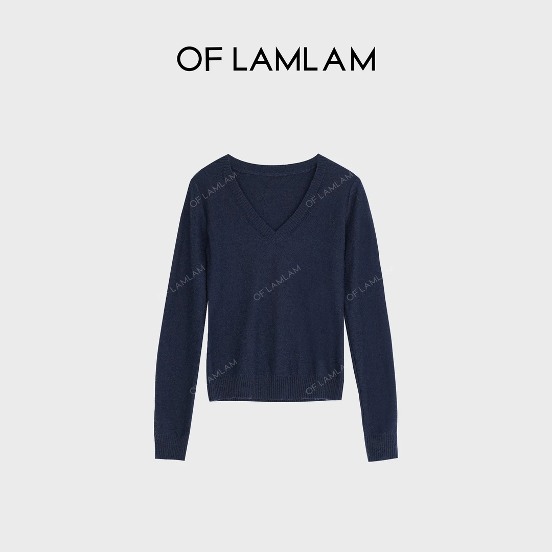 “自然舒适"V领极简老钱风高奢感绵羊毛高弹针织衫 LAMLAM M25T073
