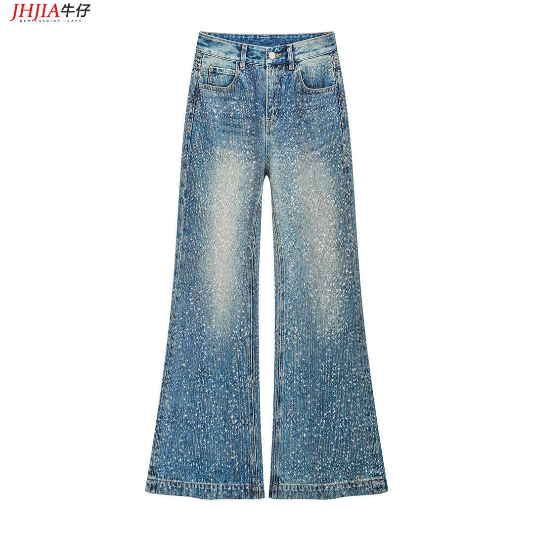 满天星筒叭牛仔裤女高腰宽松百搭2025夏季新款流行气质时尚马蹄裤