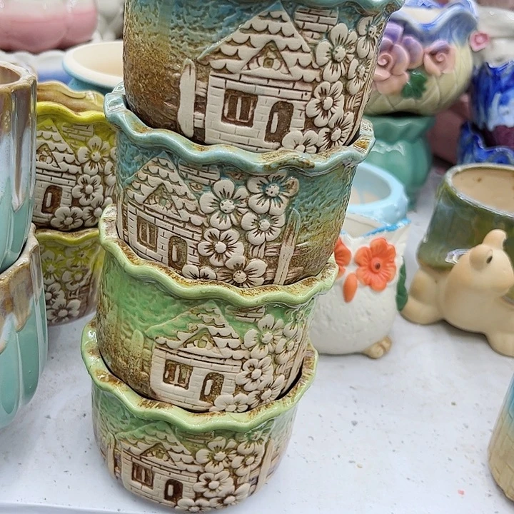 多肉绿植陶瓷花盆9.9包邮，有孔