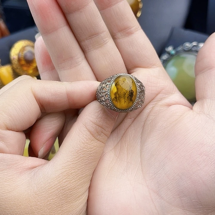 琥珀银S925镶嵌裸石