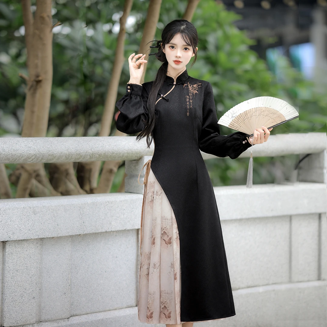 原创设计兰亭蝶新中式女国风连衣裙日常新款X088QC