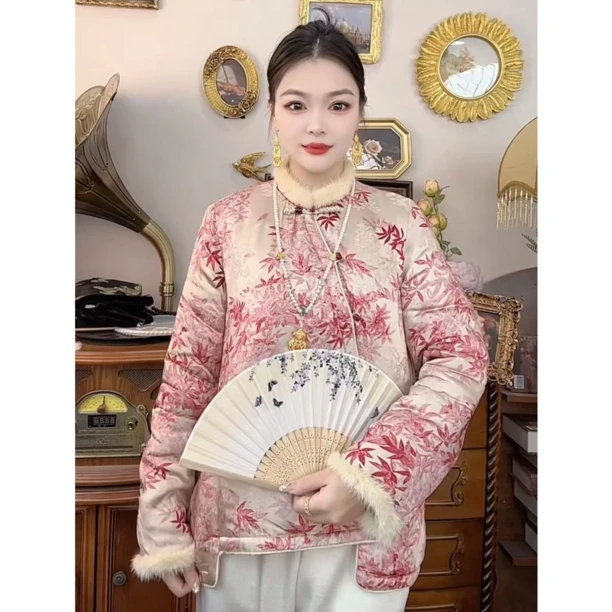 【762】秋冬新中式国风立领斜襟盘扣拼接毛边衬衫显瘦气质百搭上衣