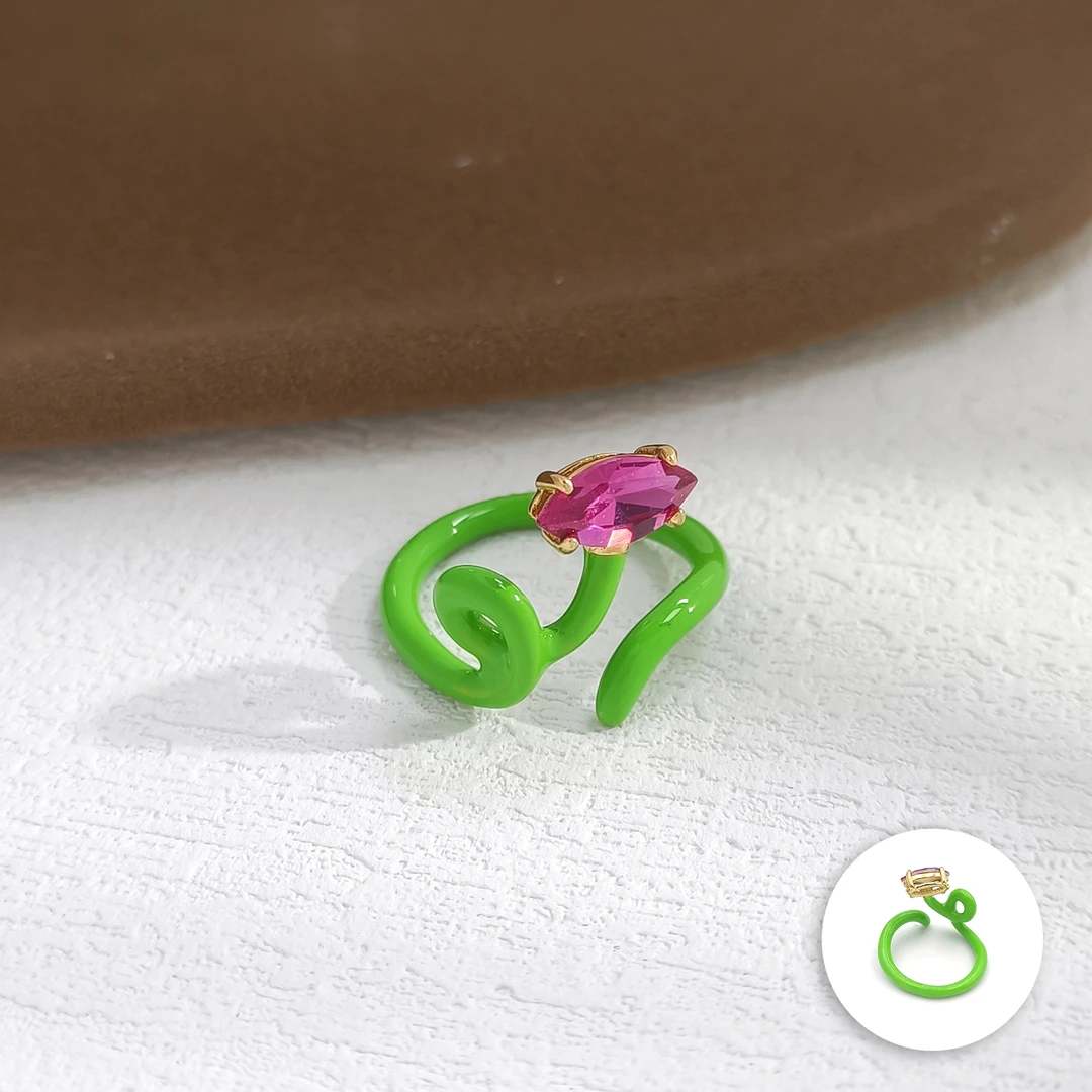 铜合金珐琅戒指 WMLA-006729【绿釉凝露】戒指轻奢时尚精致简约