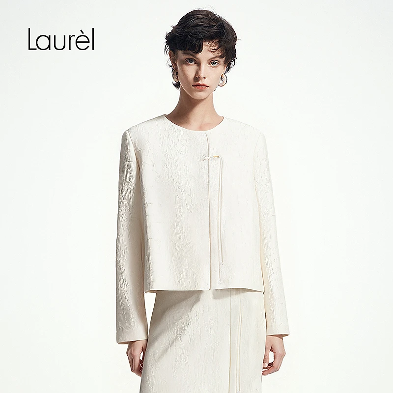 【晨粉专享】Laurel25春新中式白瓷提花外套女LWD361W00200