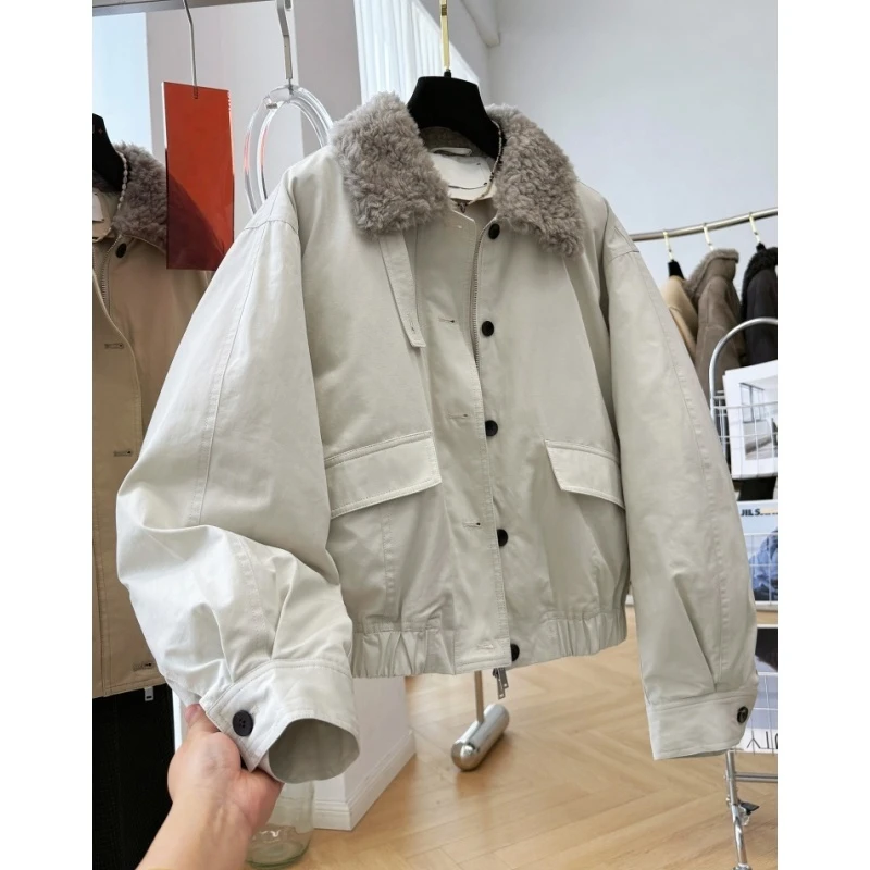 韩系高级感毛领短款冬季外套女巨好看的洋气休闲棉衣夹克棉服新款