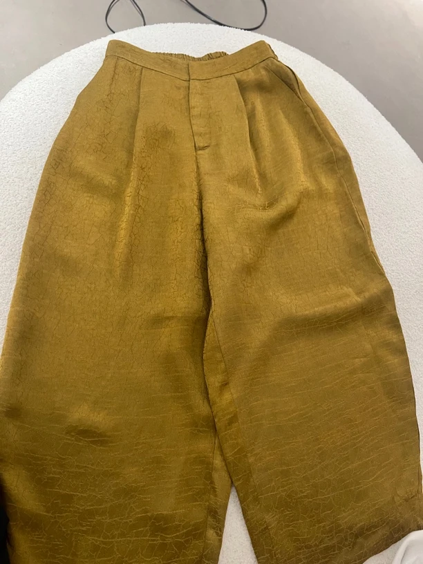 南油朱朱龟裂纹香云纱裤子0012