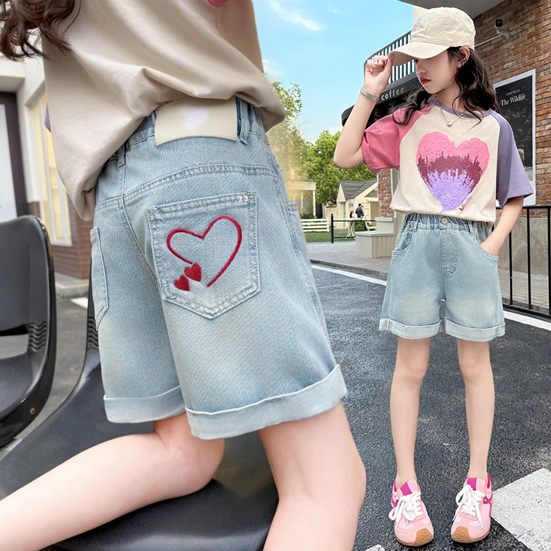 女童夏装牛仔短裤2025新款中大儿童韩版洋气百搭外穿时尚休闲裤子