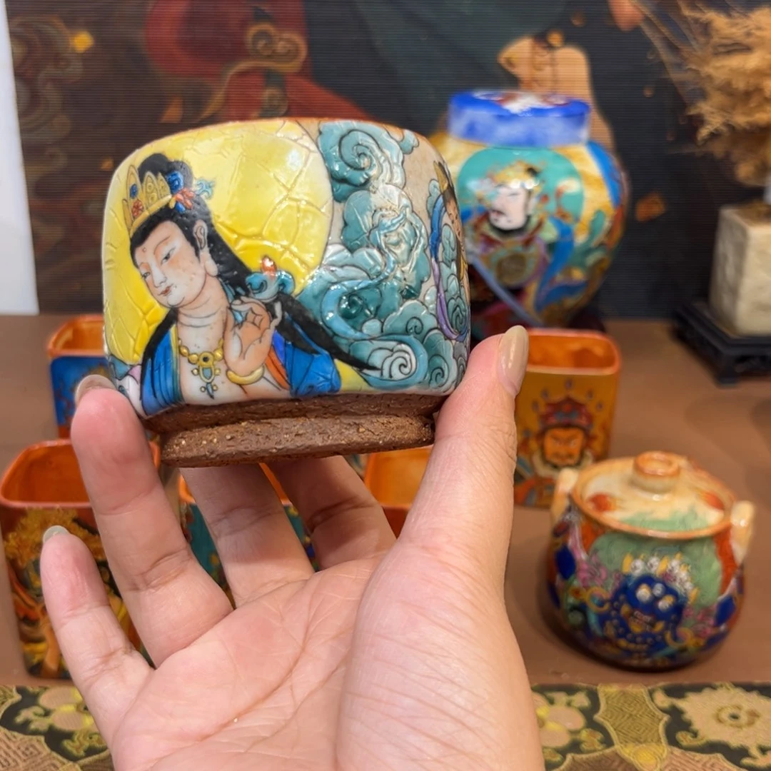 手工手绘敦煌茶杯