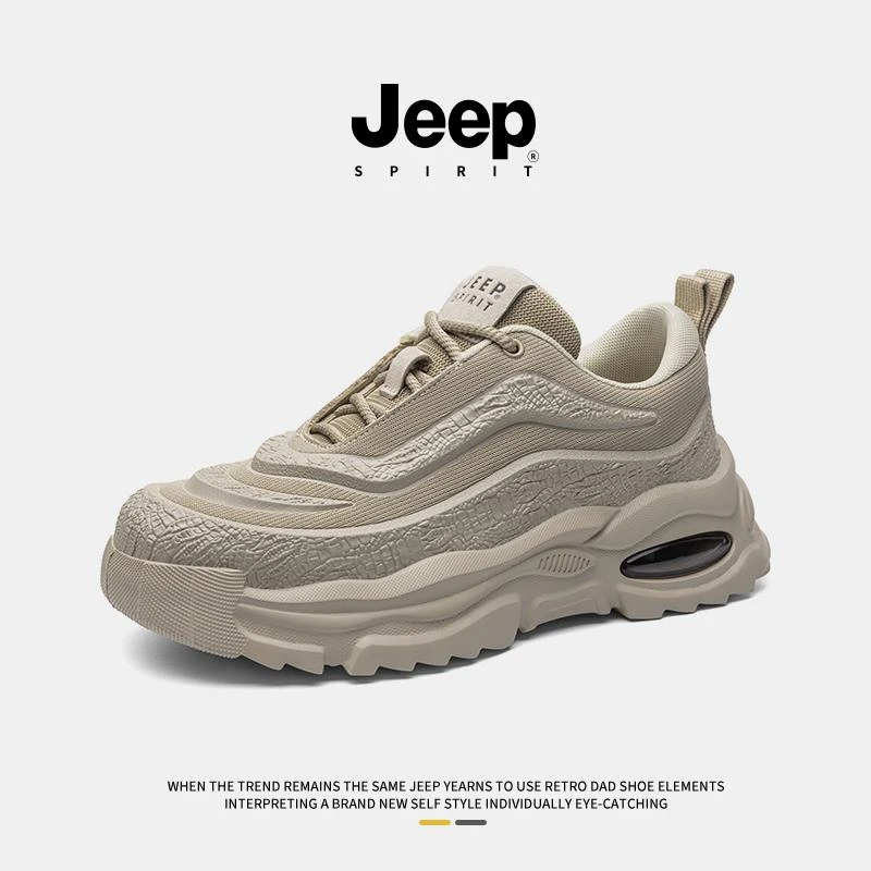JEEPSPIRIT吉普男鞋新款老爹鞋透气减震运动鞋2025春季时尚休闲鞋