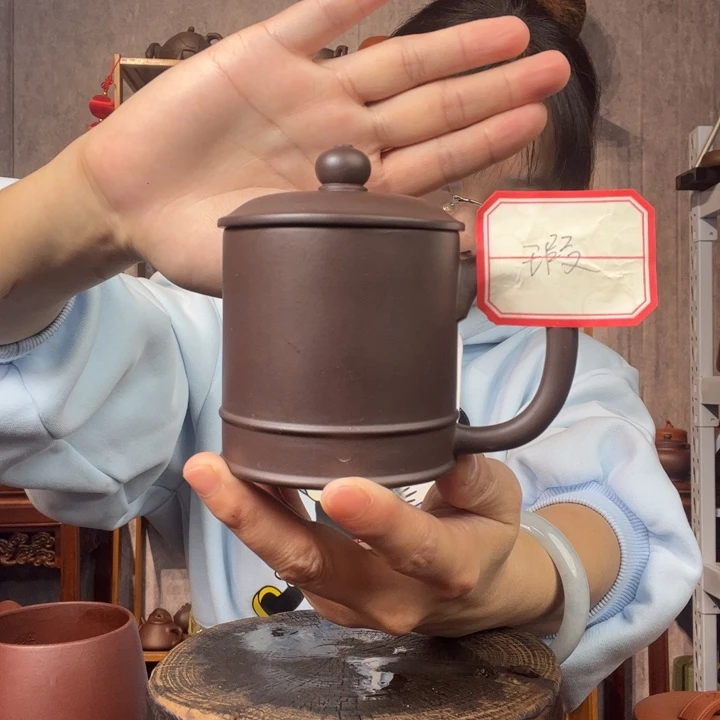 茶杯紫砂午**频原矿紫砂杯