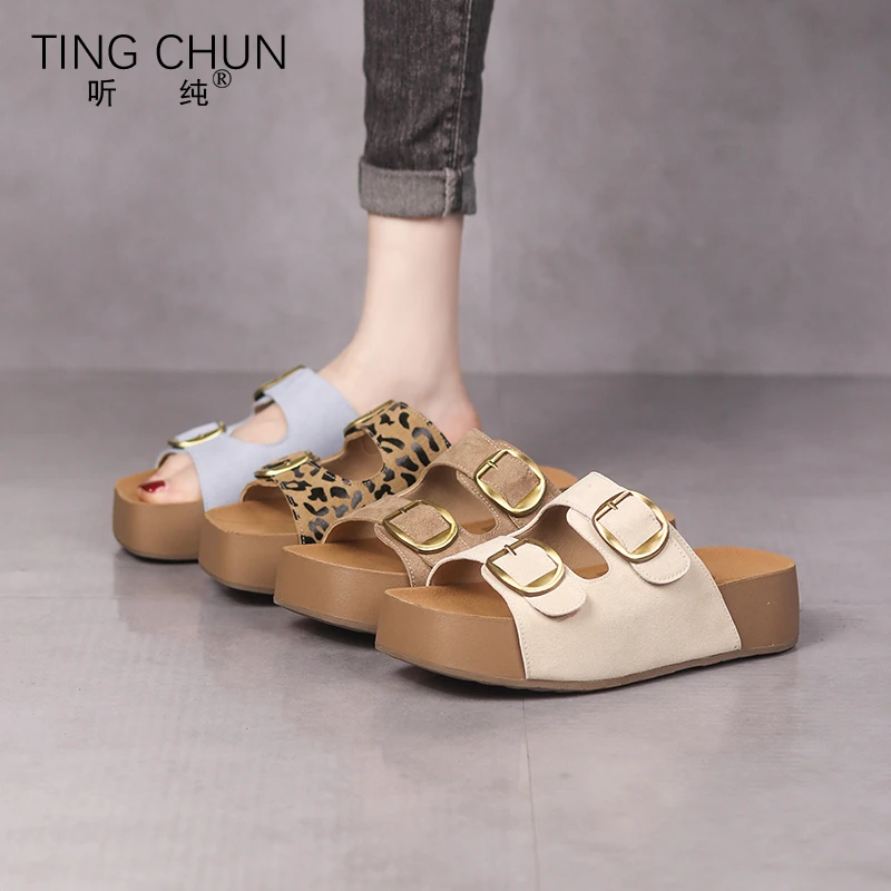 听纯【听纯手工】4CM 夏季新款软底女鞋时尚休闲百搭防滑拖鞋 17996