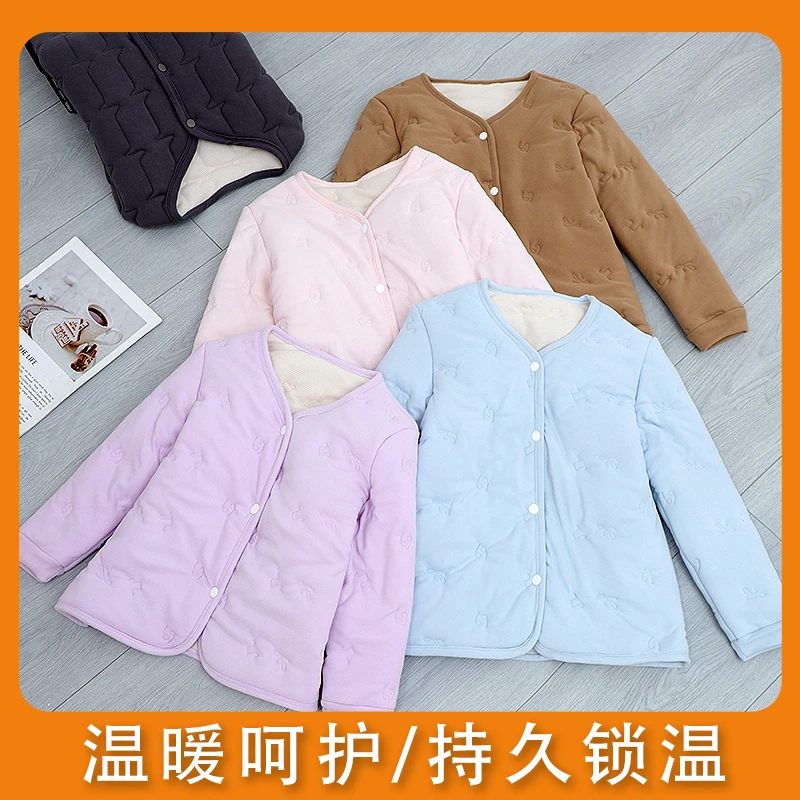 女款德绒三层夹棉加厚棉衣羊毛蚕丝内里棉衣